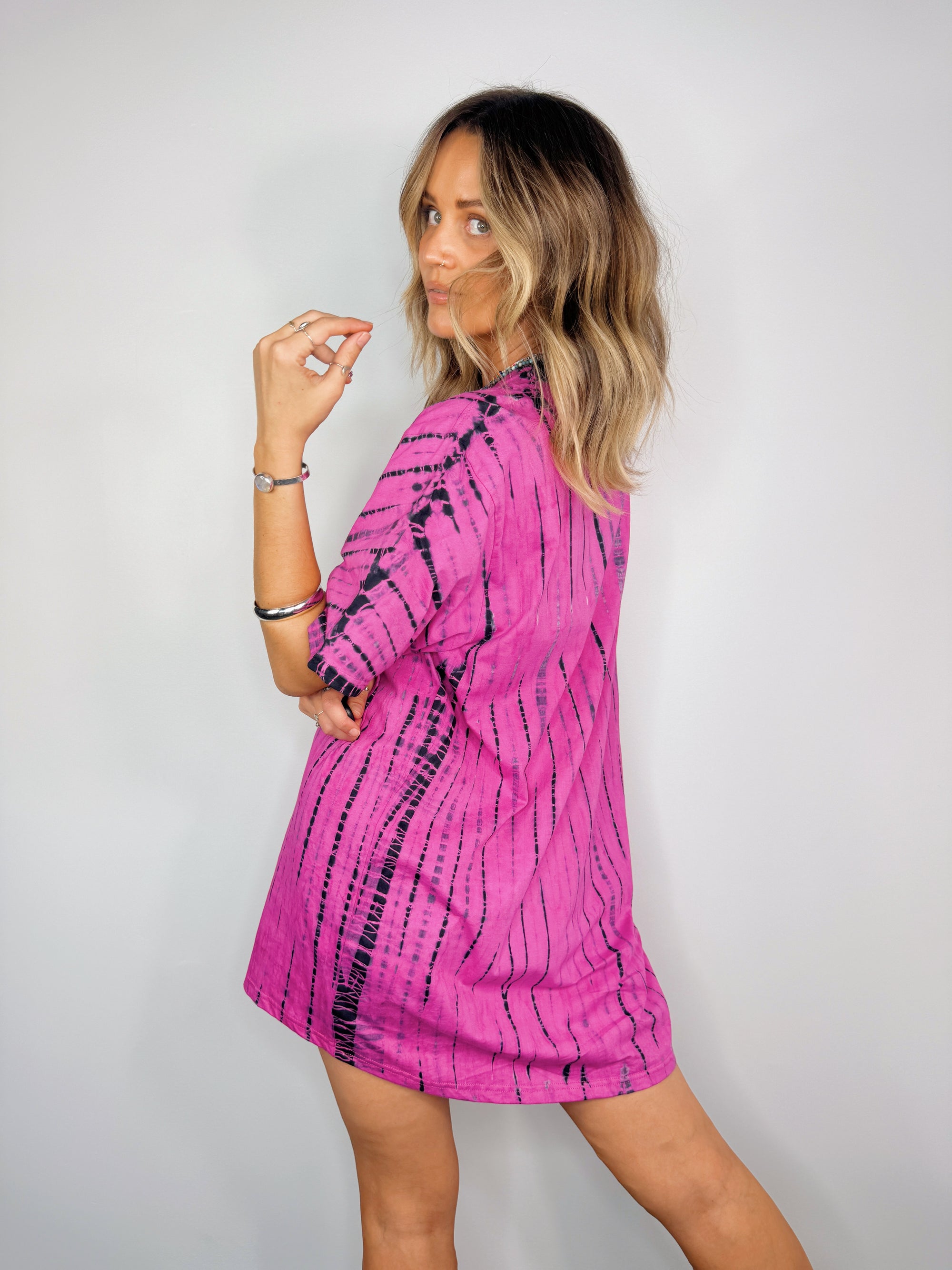 Tee Dress ~ Pink + Black - Only Lovers Left