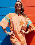 Yin Yang Tee Dress ~ Peach Turquoise - Only Lovers Left