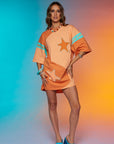 Yin Yang Tee Dress ~ Peach Turquoise - Only Lovers Left