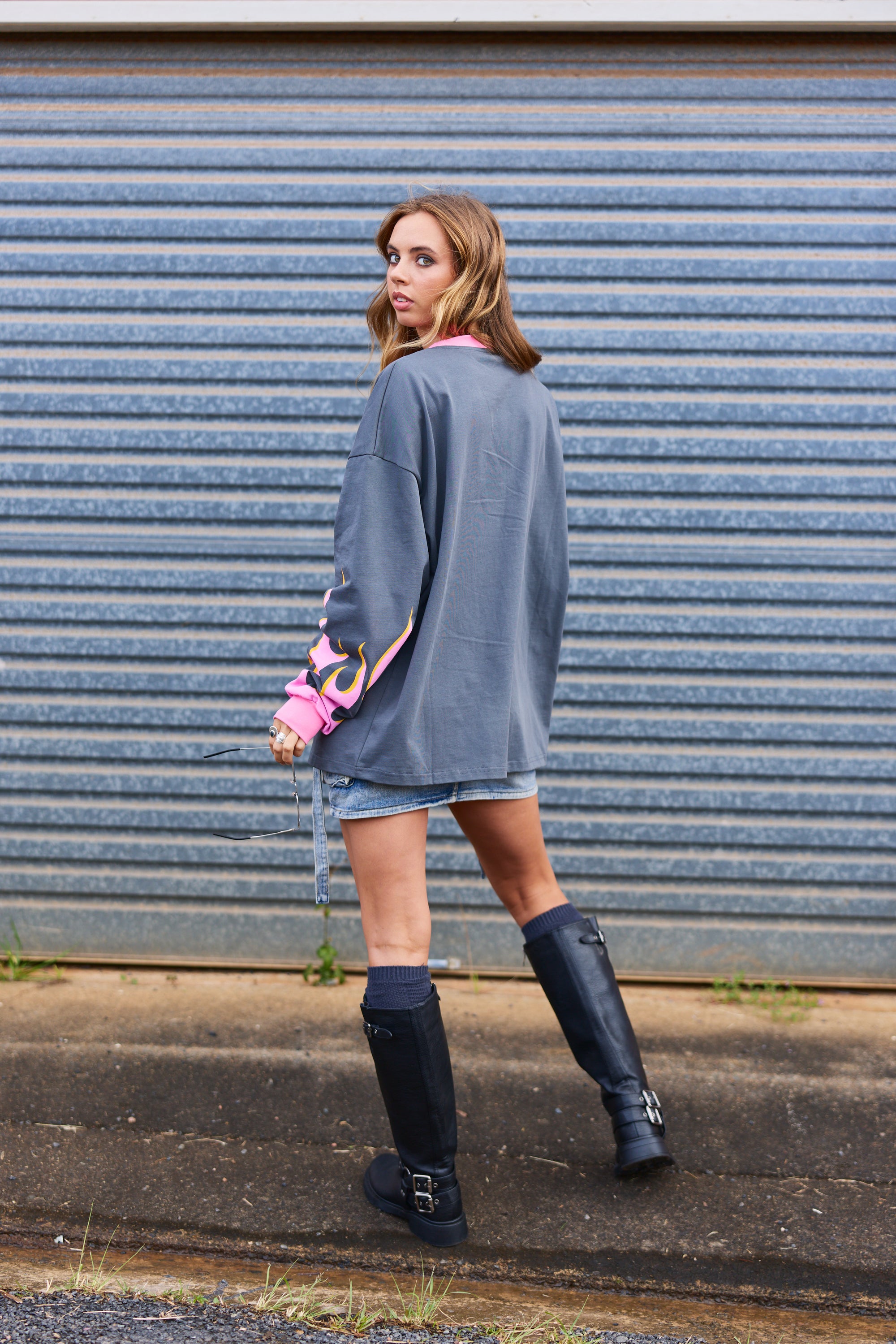 Moto Long Sleeve Tee - Charcoal - Only Lovers Left
