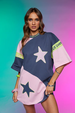 Yin Yang Tee Dress ~ Charcoal Lime