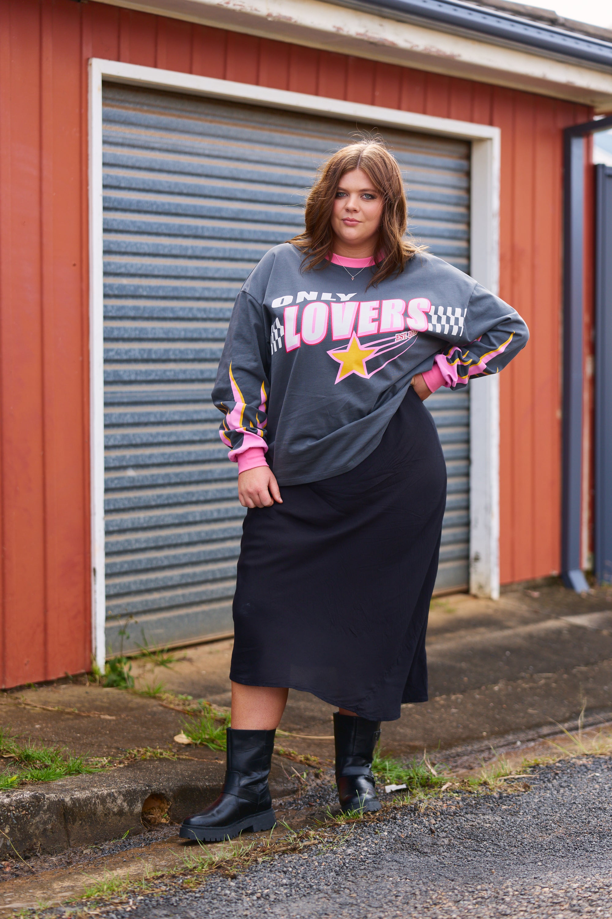 Moto Long Sleeve Tee - Charcoal - Only Lovers Left