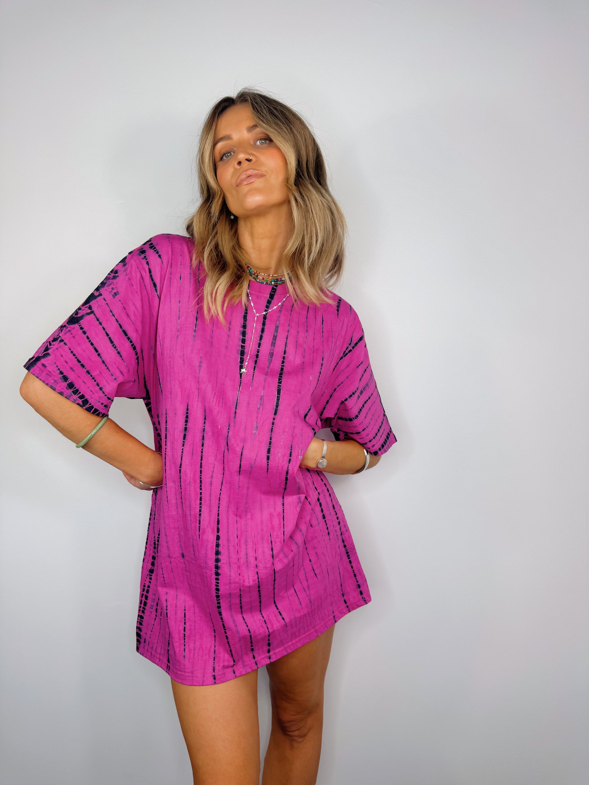 Tee Dress ~ Pink + Black - Only Lovers Left
