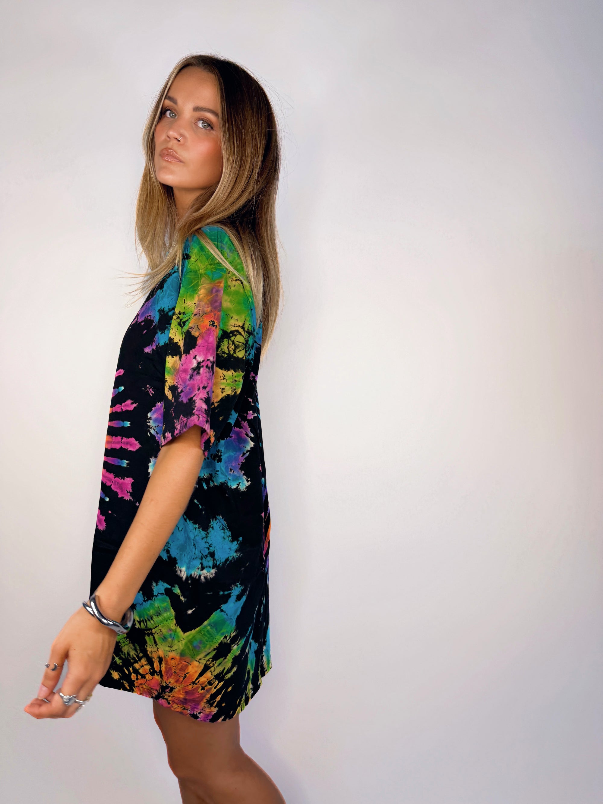 Tee Dress ~ Black + Rainbow - Only Lovers Left