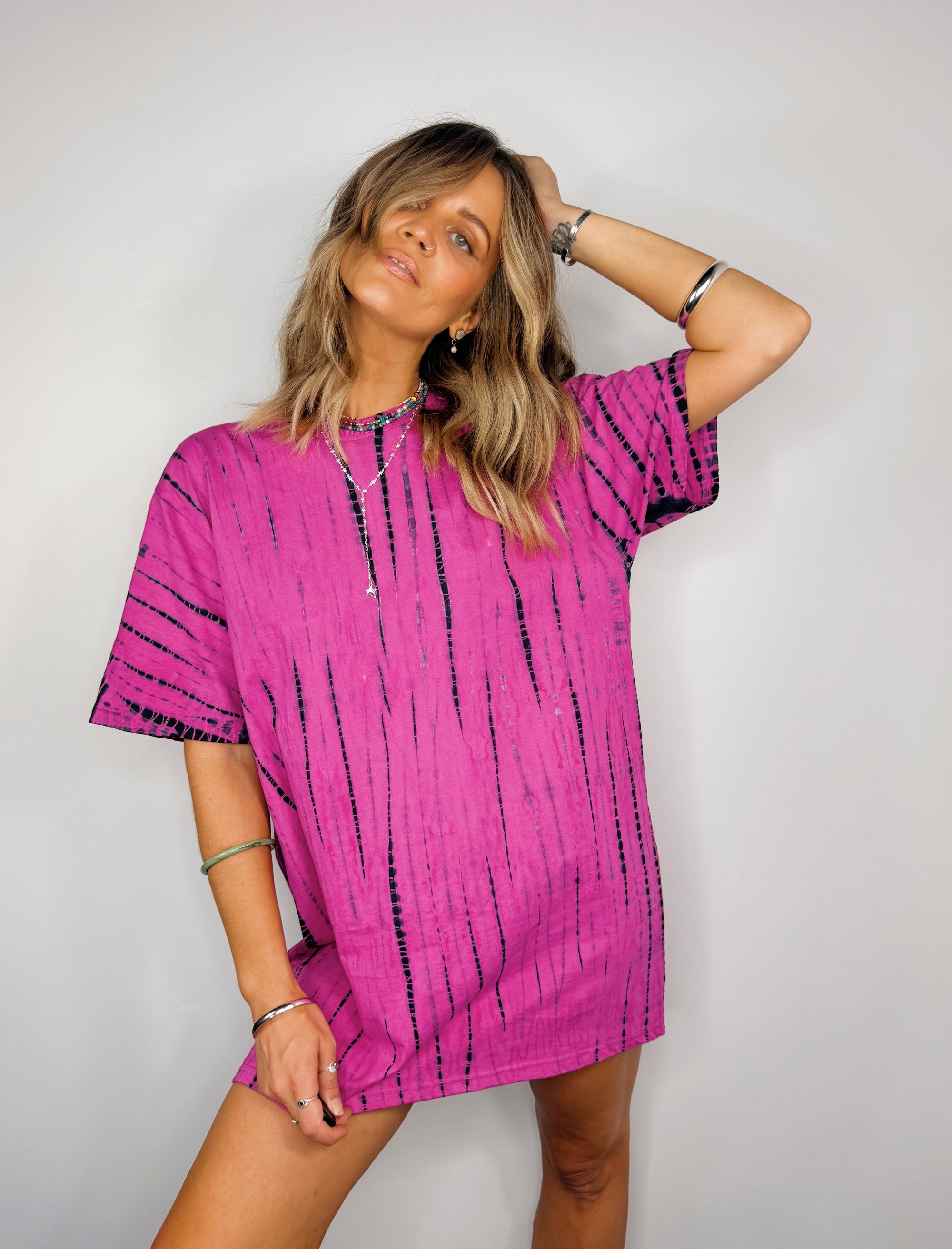 Tee Dress ~ Pink + Black - Only Lovers Left