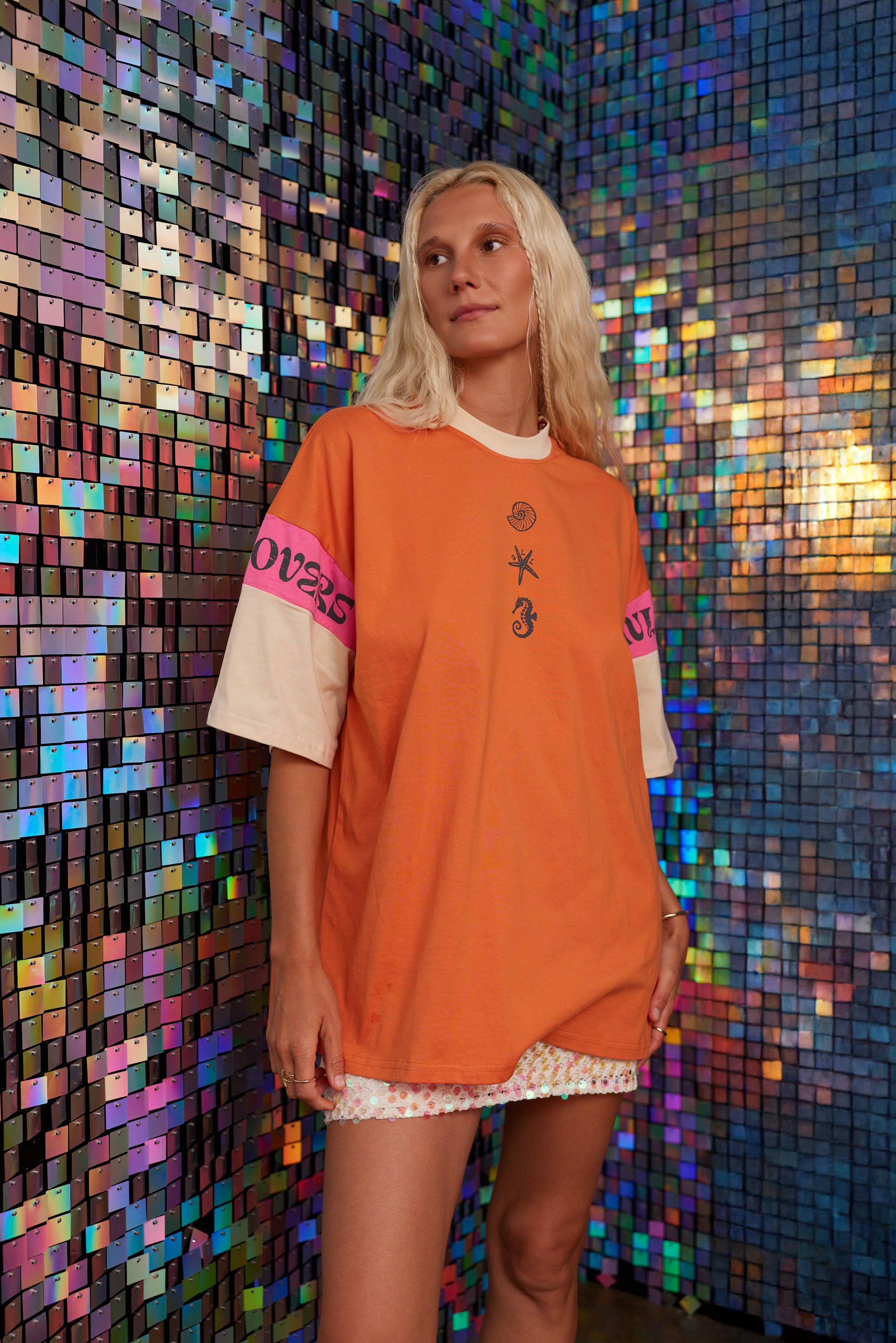 Sea Shell Motel Oversized Tee ~ Papaya - Only Lovers Left
