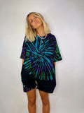 Tee Playsuit - Rainbow + Black (Swirl)