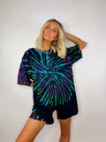 Tee Playsuit - Rainbow + Black (Swirl)