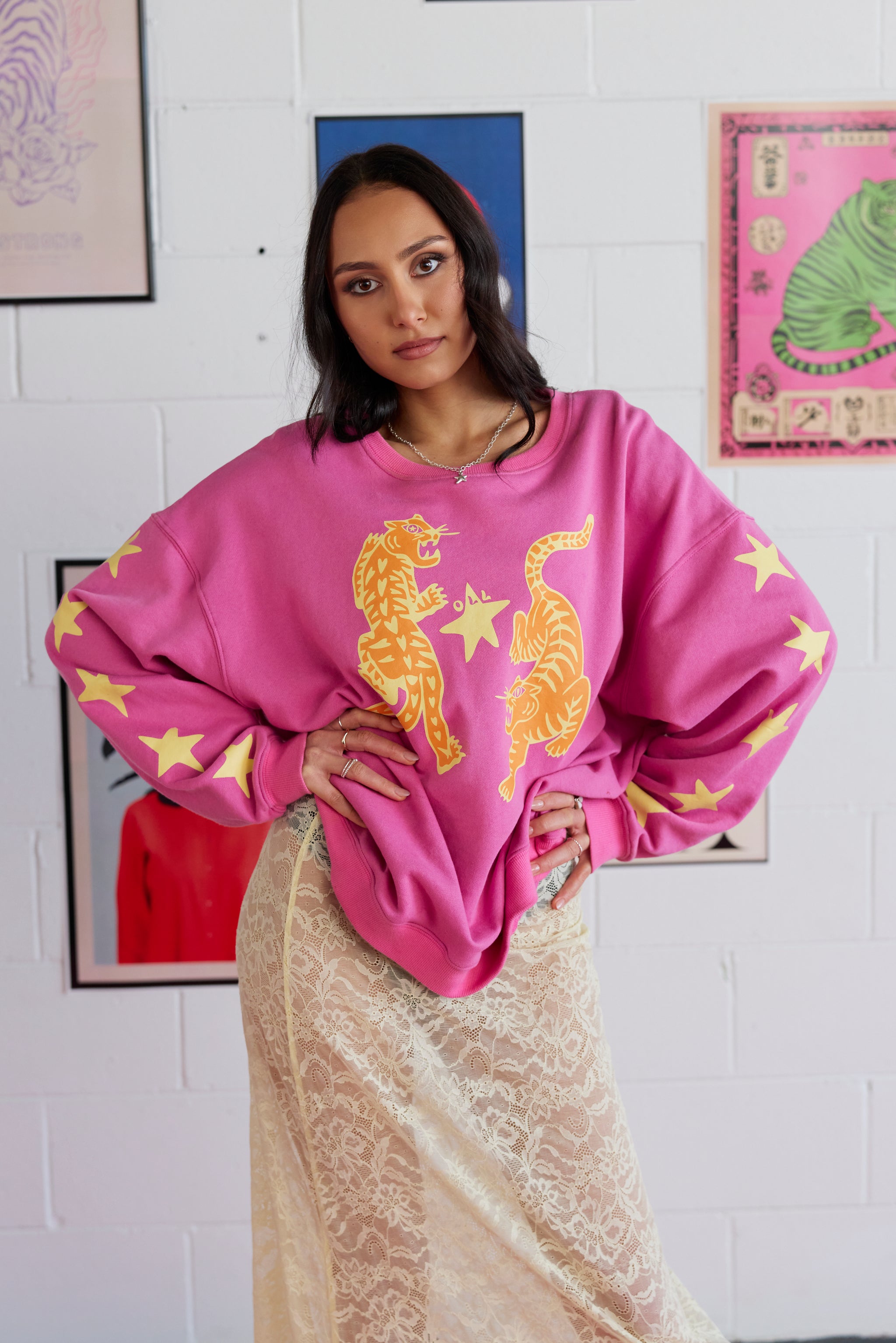 トップス Pink Horseshoe Floral Sleeve Pullover Hopeless Romantic Crop Floral Sweater – Sunhoney®