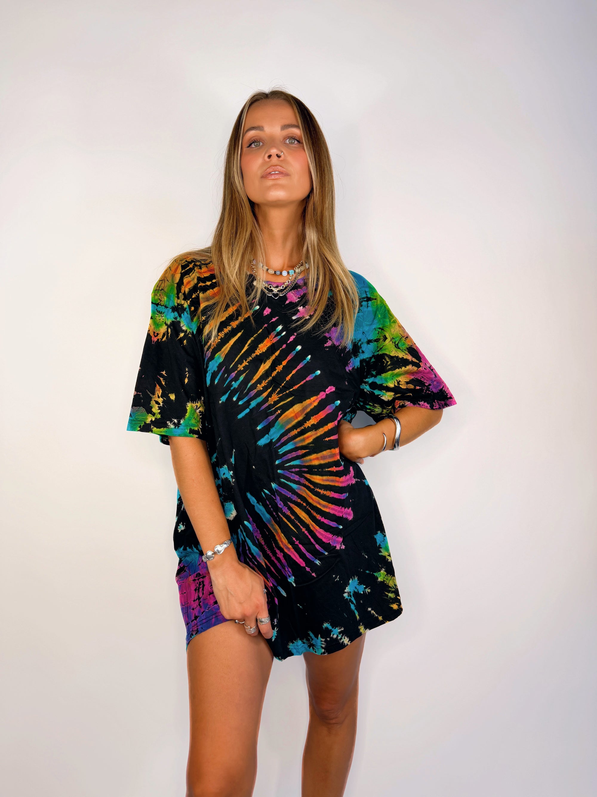 Tee Dress ~ Black + Rainbow - Only Lovers Left