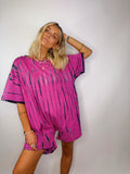 Tee Playsuit - Pink + Black