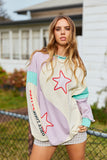 Yin Yang Long Sleeve Tee ~ Lilac Aqua