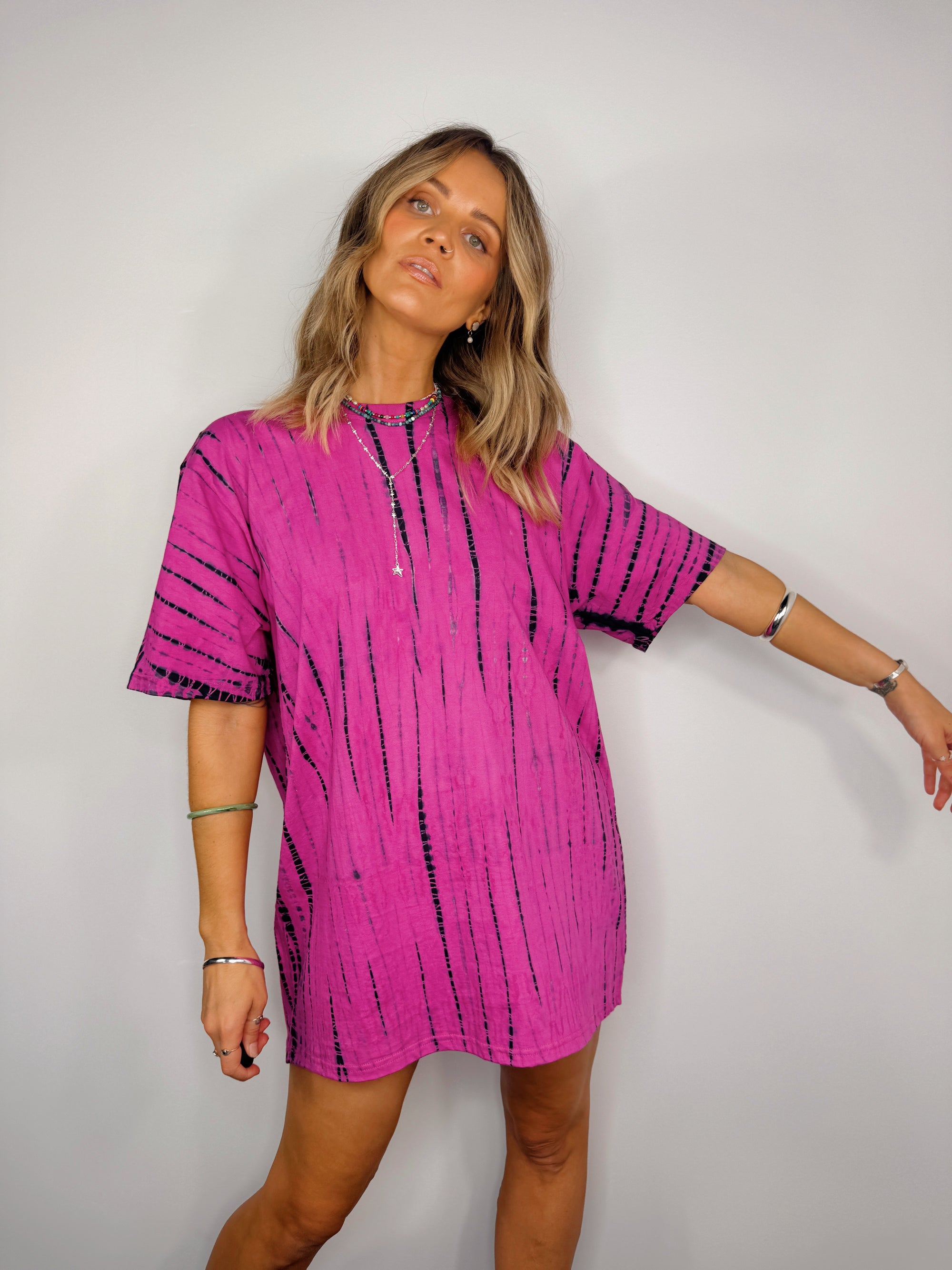 Tee Dress ~ Pink + Black - Only Lovers Left