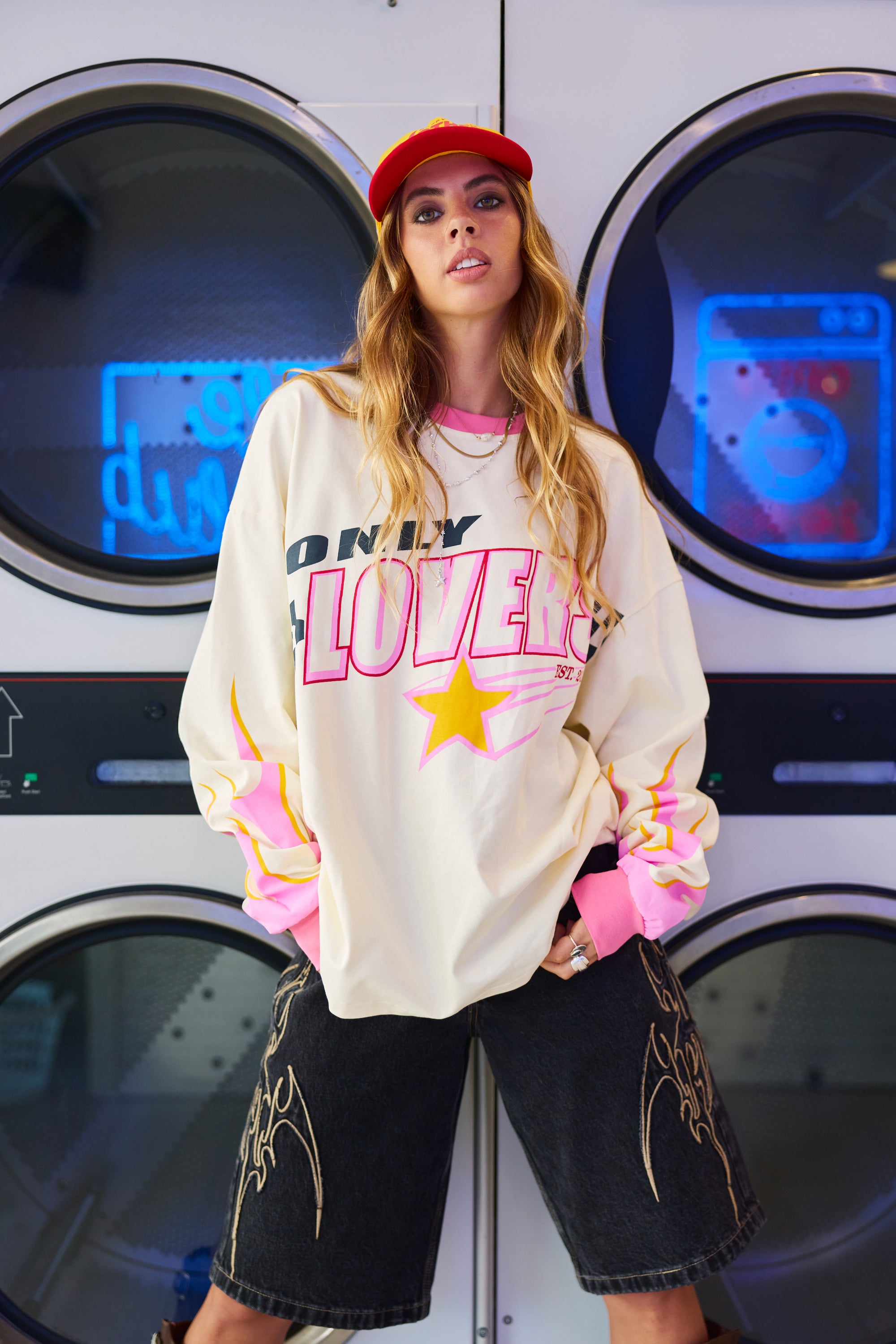 Moto Long Sleeve Tee - Cream - Only Lovers Left