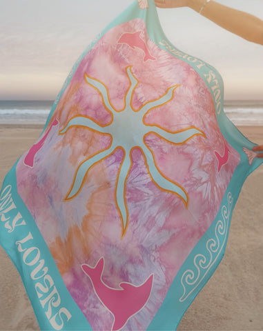 Silk Scarf ~ Aqua Mirage (Shipping from approx Friday 15/11)