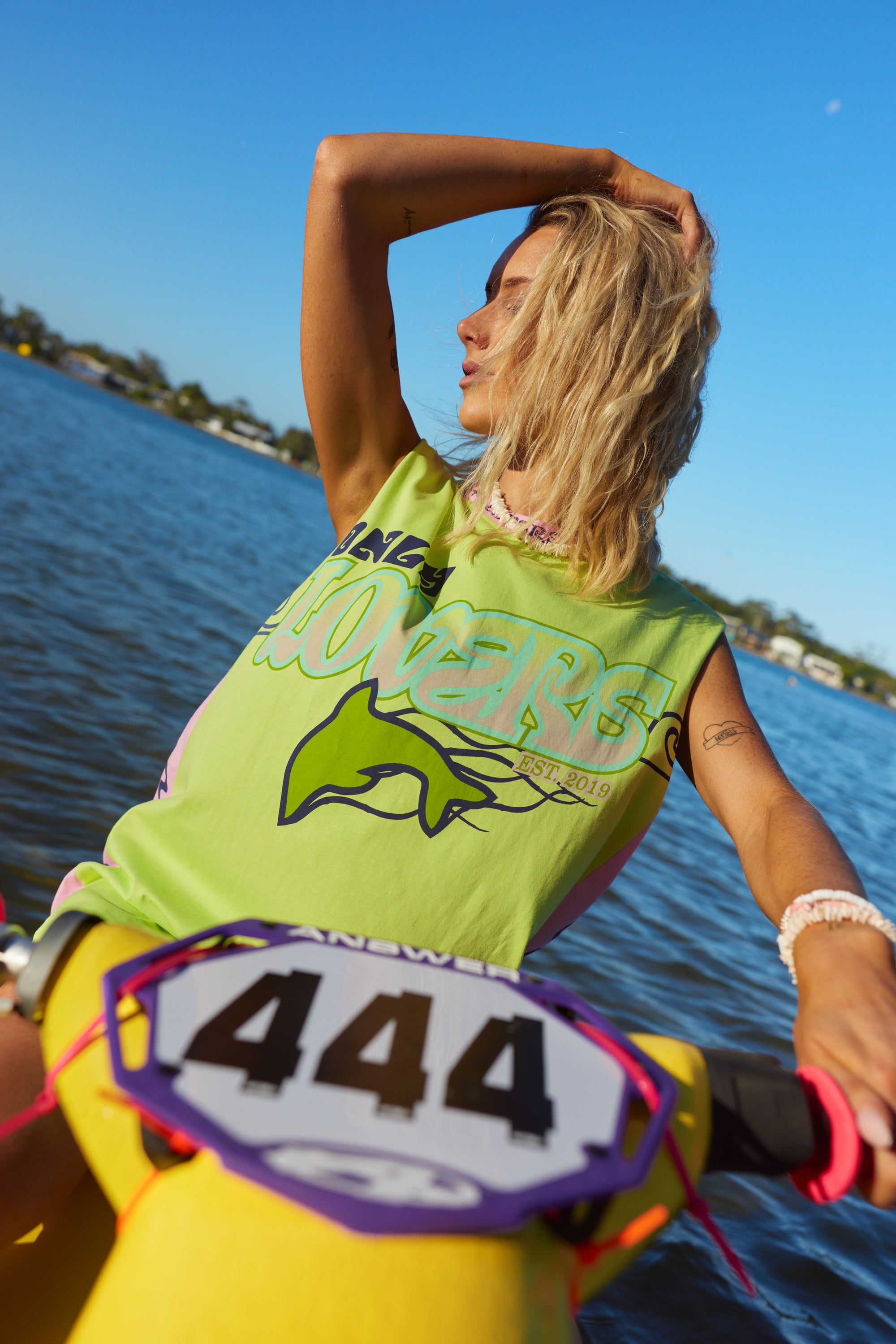 (WS) Wave Racer Tank Dress ~ Chartreuse - Only Lovers Left