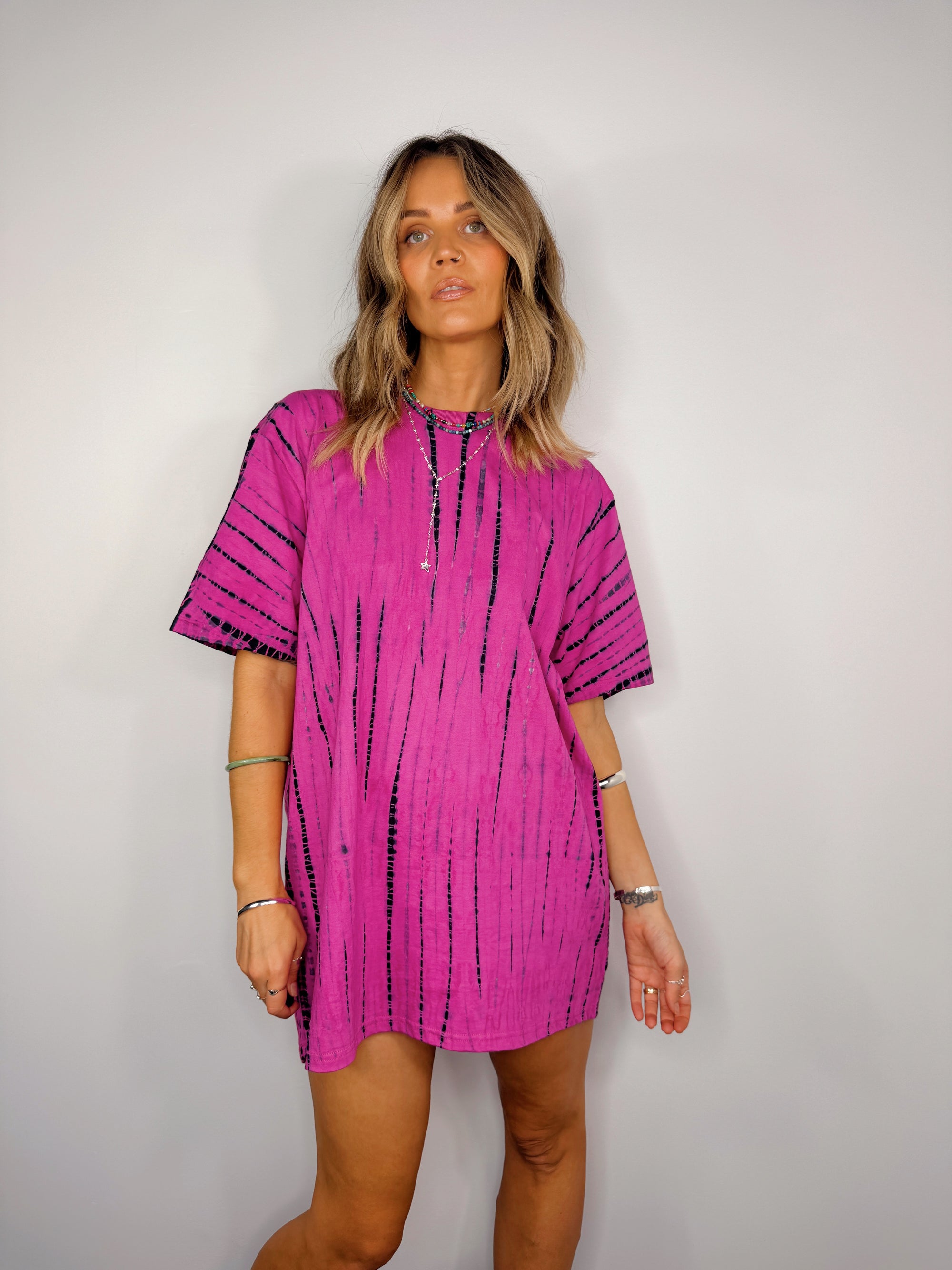 Tee Dress ~ Pink + Black - Only Lovers Left