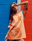 Yin Yang Tee Dress ~ Peach Turquoise - Only Lovers Left