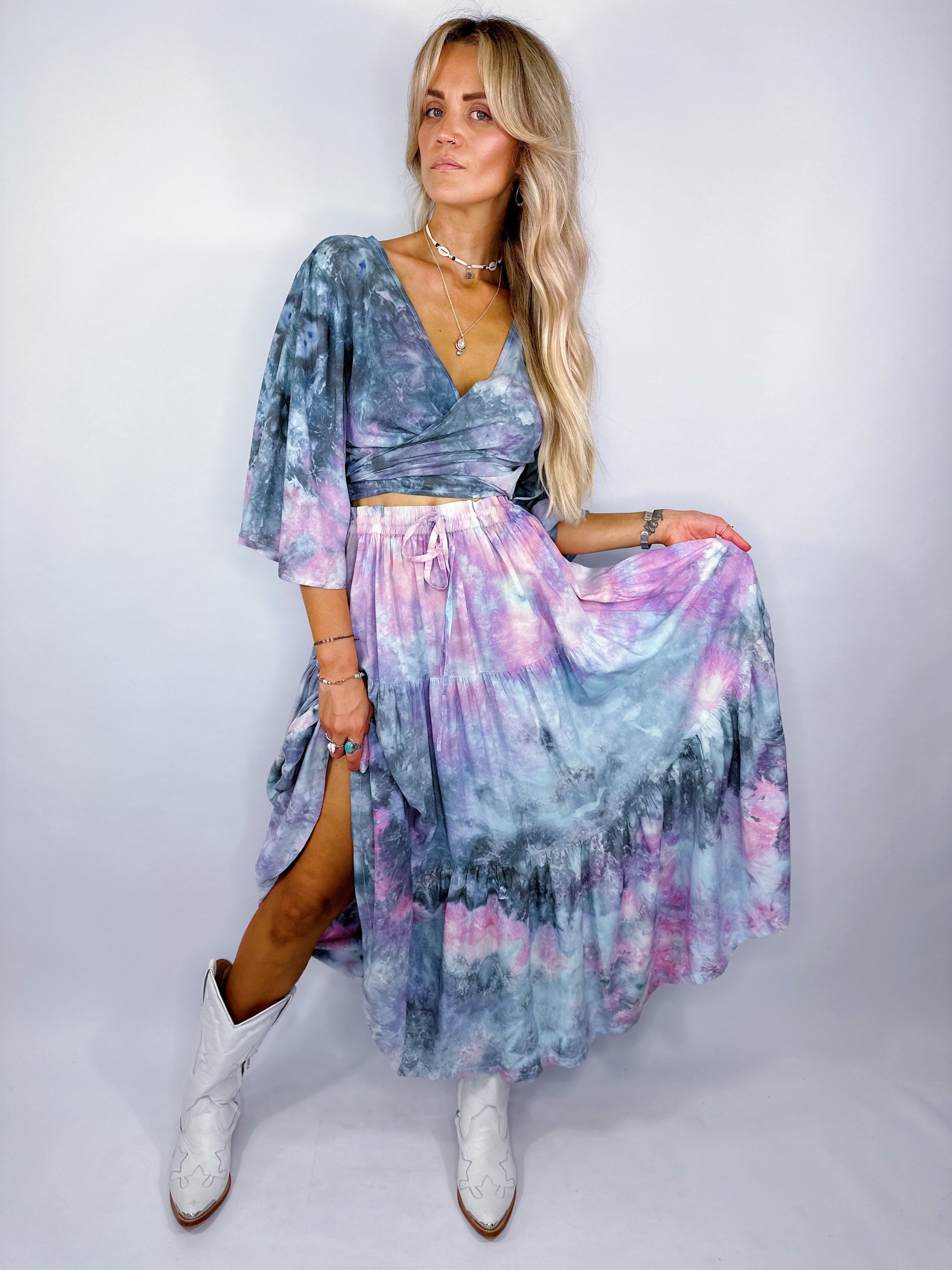 Tiered Midi Skirt (Dark Moon Beam) - Size L/XL - Only Lovers Left