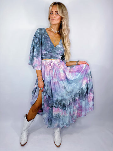 Tiered Midi Skirt (Dark Moon Beam) - Size L/XL