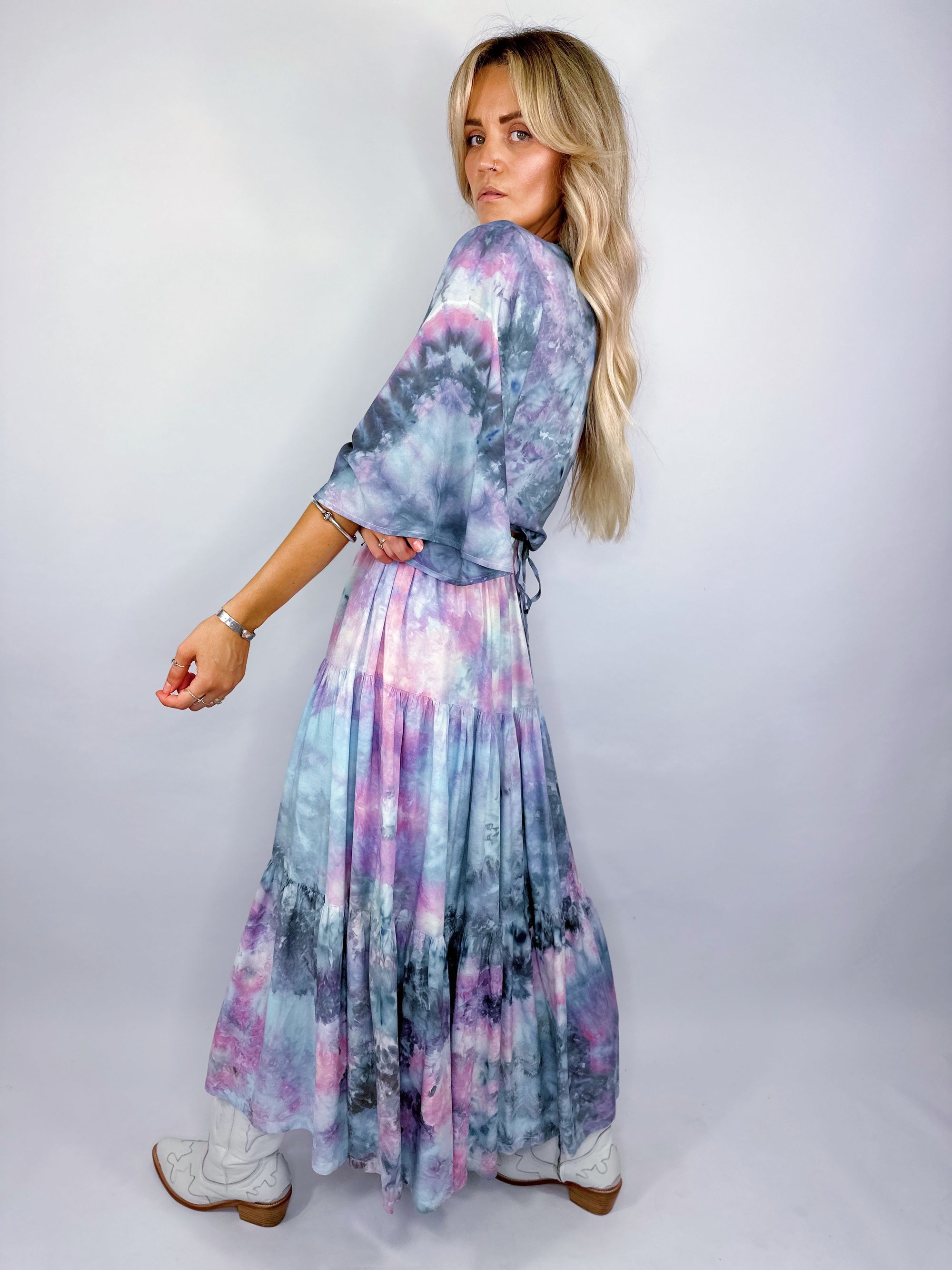 Tiered Midi Skirt (Dark Moon Beam) - Size L/XL - Only Lovers Left
