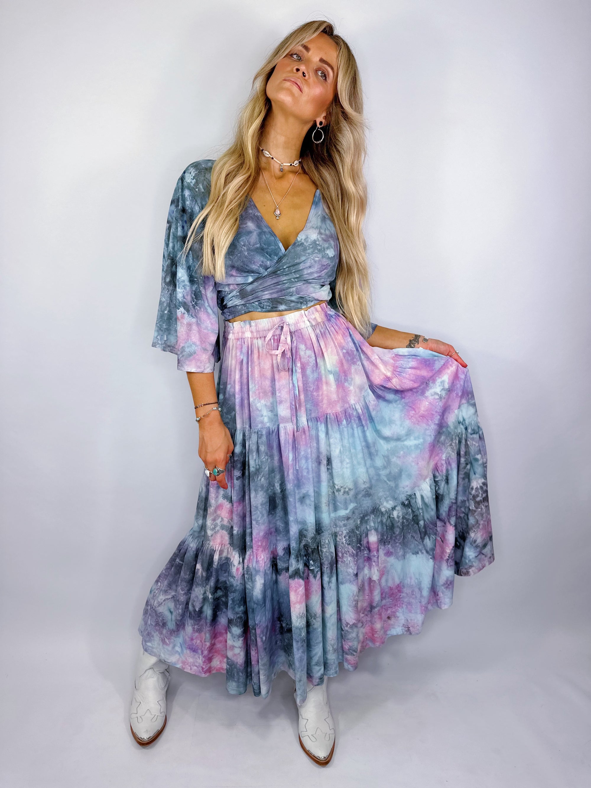 Tiered Midi Skirt (Dark Moon Beam) - Size L/XL - Only Lovers Left