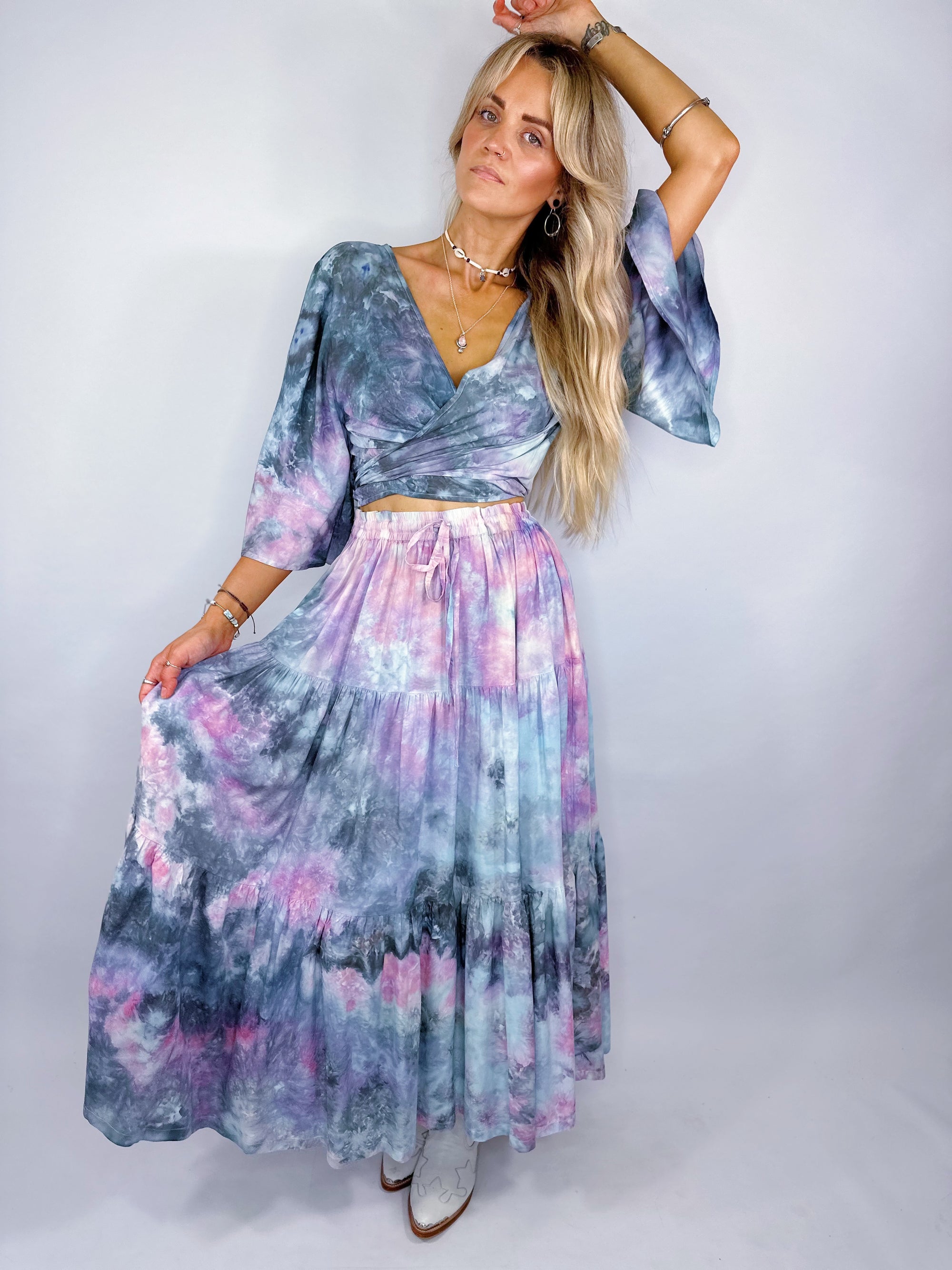 Tiered Midi Skirt (Dark Moon Beam) - Size L/XL - Only Lovers Left
